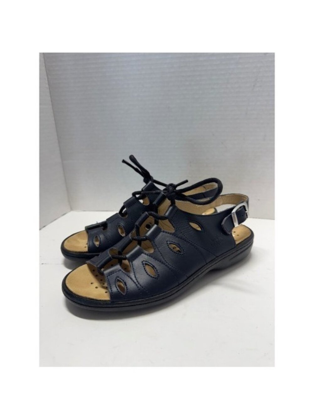 Volks Walkers Leather Lace Up Slingback Sandals Made in Spain Size 38 7.5
